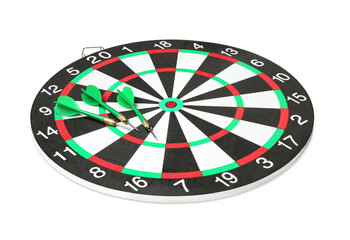 Dartboard and arrows isolated on white. Sports equipment