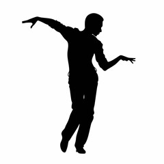 Silhouette of a male dancer in motion. vector image