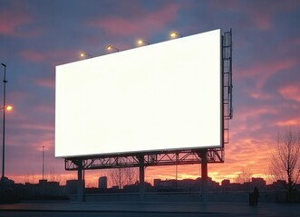 Blank billboard illuminated at sunset providing advertising space