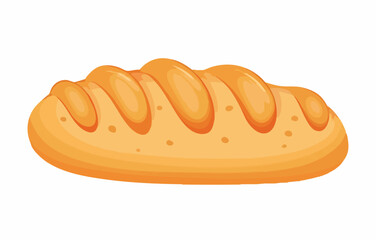 Golden Brown Loaf of Bread Illustration. vector image