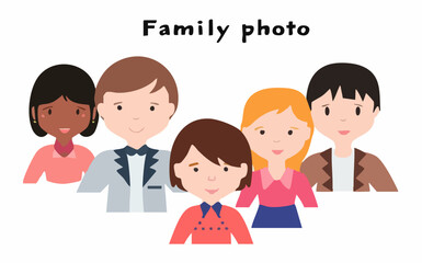 Diverse Family Portrait Illustration. vector image