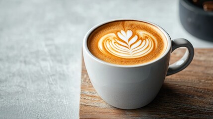 Latte art in a white mug