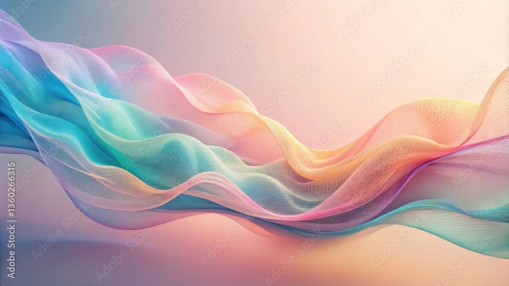 Aufkleber abstract pastel wave mesh design, elegant flowing fabric texture