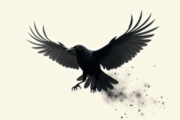 Fototapeta premium Mystical black crow soaring with outstretched wings