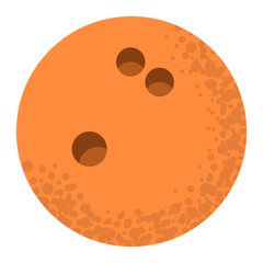 Fototapeta premium Bowling ball with holes icon. Hobby leisure equipment, sport, outdoor activity. Sports circle object for team game. Leisure and hobbies. Vector illustration isolated on white background.