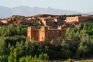 view of the old town of the village with ancient kasbah palace arabian construction architecture 
