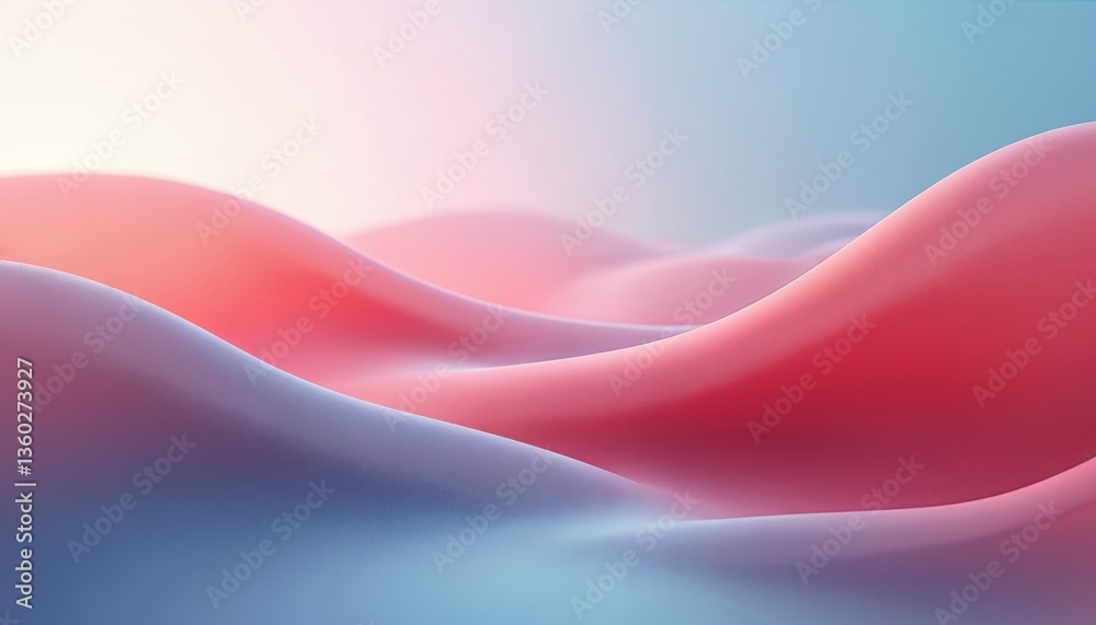 Poster abstract minimalist wave background with smooth gradient colors. red and blue hues creating soft flo