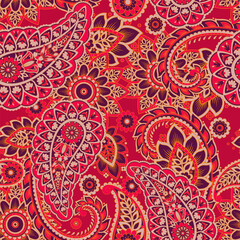 Paisley Floral oriental ethnic Pattern. Seamless Vector Ornament. Damask fabric patterns.