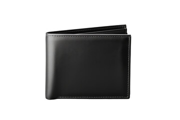 Black leather wallet isolated on transparent background