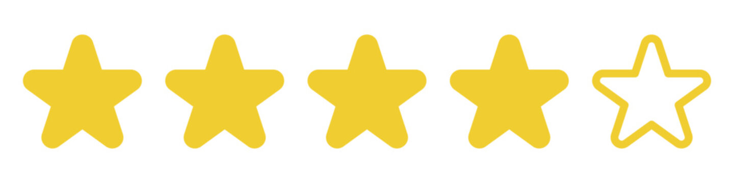 Set rating stars icon badges. Feedback . Level of satisfaction rating. 5 star rating icon. Vector illustration.