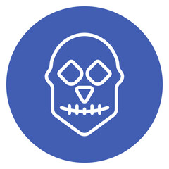 Colorful Flat Outlined Human Skull Anatomy Icon