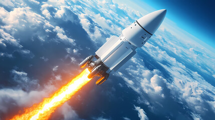 Obraz premium Rocket Launch with Flames and Energy