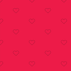 Minimalist Heart Pattern Outline on Red Background