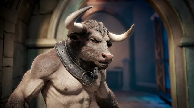 Realistic depiction of a mythical minotaur