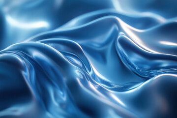 Obraz premium Blue silk fabric background with elegant gold embroidery, catching the light beautifully.