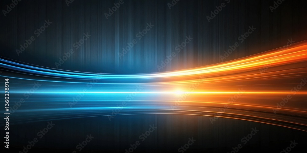 Poster abstract background of dynamic blue and orange light streaks