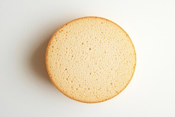 An overhead view of a light yellow round sponge cake
