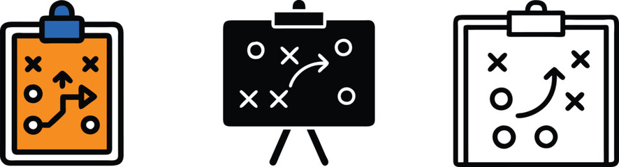 Game Strategy Plan Clipboards, Whiteboard, Playbook, Xs and Os