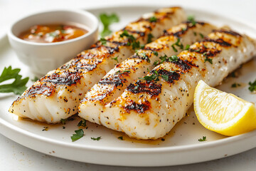  grilled flatfish with dipping sauce