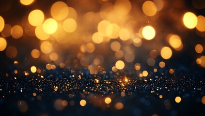Golden Light Bokeh Background with Sparkles for Festive Celebrations