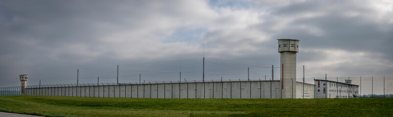 Alencon, France - 03 25 2025: Exterior view of the high security prison in Alençon, Conde Sur Sarthe. © Franck Legros