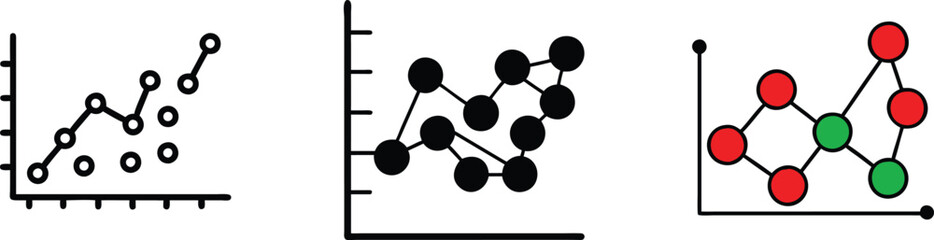 Data Visualization Line Graph, Network Graphs, Nodes, Connections, Charts