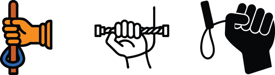 Hand Grips Pole, Twist, Rope, and Knot Illustrations