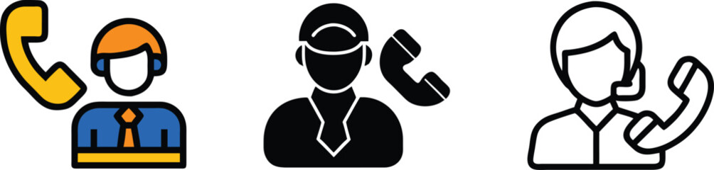Customer Service Representatives Phone Icons Support, Help, Call Center