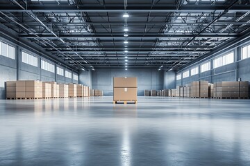 Shipping Boxes in Warehouse for Distribution and Logistics Supply Chain