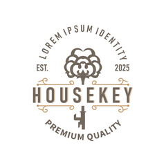 Obraz premium Key logo design with vintage retro concept security key button illustration simple minimalist template