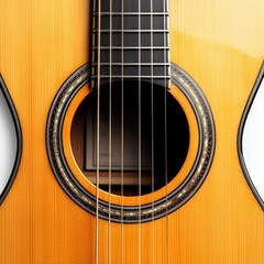 Obraz premium Close-up of a classical guitar showcasing its intricate sound hole and beautiful wood grain.