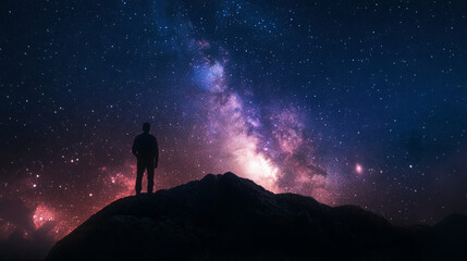 Fototapeta premium A breathtaking night sky photograph capturing the beauty of the stars in a digital composition