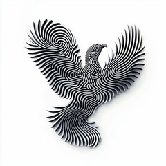 Fototapeta premium Striking black and white striped eagle takes flight, showcasing a unique, abstract design.