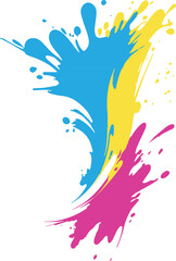 Obraz premium Gestural Abstract vector illustration of dynamic sports background with textured strokes in blue, magenta and yellow brush strokes creating a vibrant visual impact