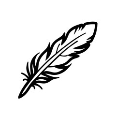 Obraz premium Feather icon in a detailed black outline style