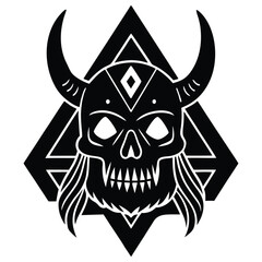 Gothic skull vector art blends pirate danger with tribal bone design