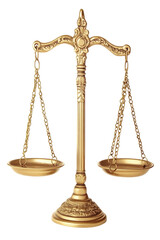 Isolated Elegant Golden Scales of Justice
