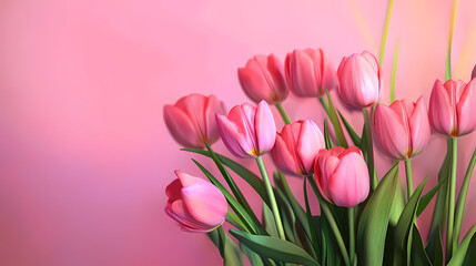 Fototapeta premium Pink Tulips in Bright and Romantic Setting