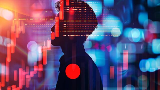 Silhouette mit B&ouml;rsenkurs Visualisierung