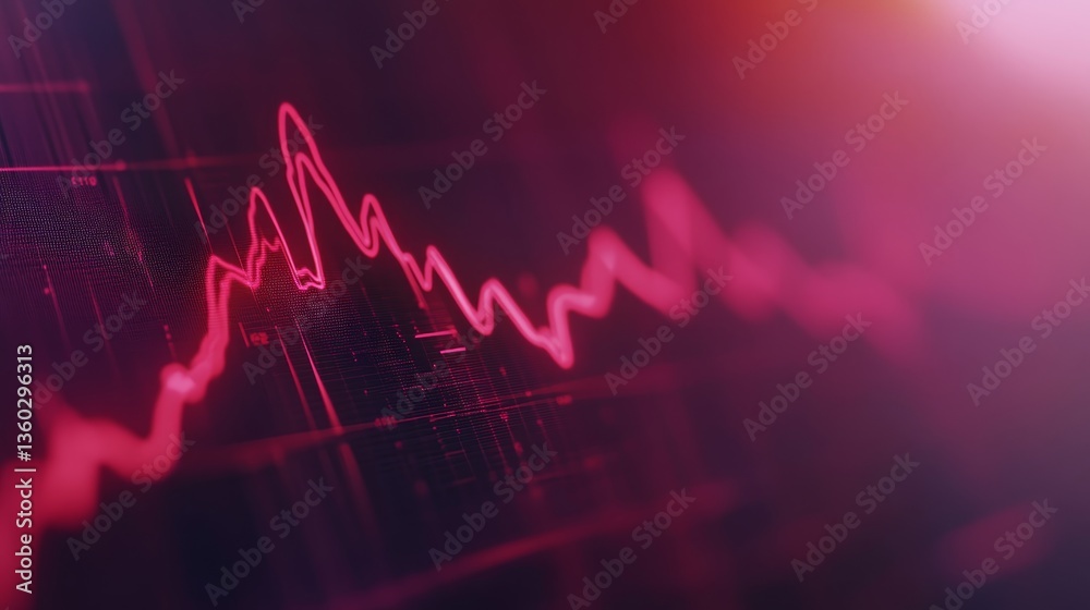 Aufkleber a close-up shot showcases a glowing red pulse waveform outlining a heart, with neon glows enhancing 