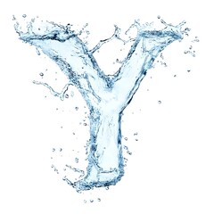 Letter Y formed by splashing water