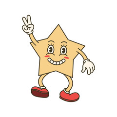 Smiling cartoon star with arms, legs, shoes suitable for childrens books, educational materials, websites, and social media content.