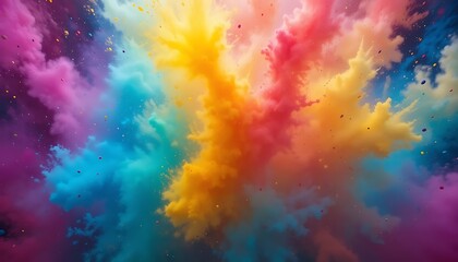 A vibrant explosion of color celebrating joy and freedom, a breathtaking spectacle of swirling hues and confetti in dynamic motion.
