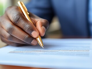 Man signing document with closeup. (1)