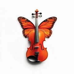 A violin with delicate monarch butterfly wings, symbolizing the transformative and ethereal power of music.