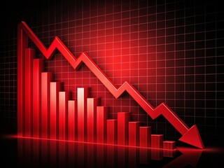 Obraz premium Red Recession Chart: Economic Downturn, Financial Crisis Illustration