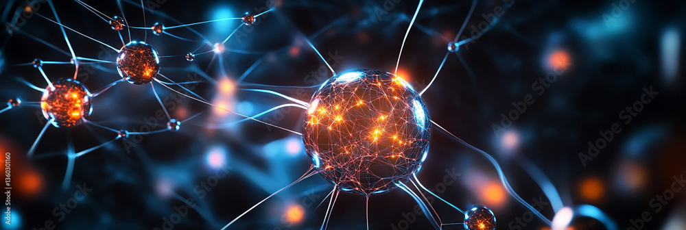 Poster Visualizing interconnected nodes in a neural network structure Generative AI