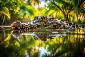 Fototapeta premium Saltwater Crocodile Lurking in Kakadu National Park, Australia