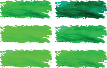 green colorful palette abstract brush strokes set