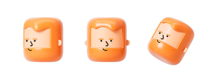 Cartoon character red haired man with a beard from different sides. Isolation. On a white background. 3d rendering.